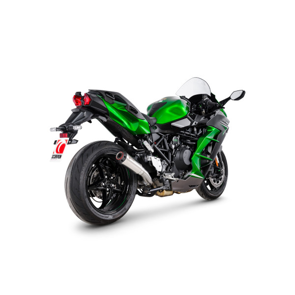 Scorpion Exhaust Kawasaki Ninja H2 SX 2022 - 2024 Red Power Slip-on Stainless Steel Sleeve